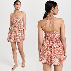 NWT Ulla Johnson Halter Neck Elastic Waist Isidro Romper Orange Blossom Size: 0